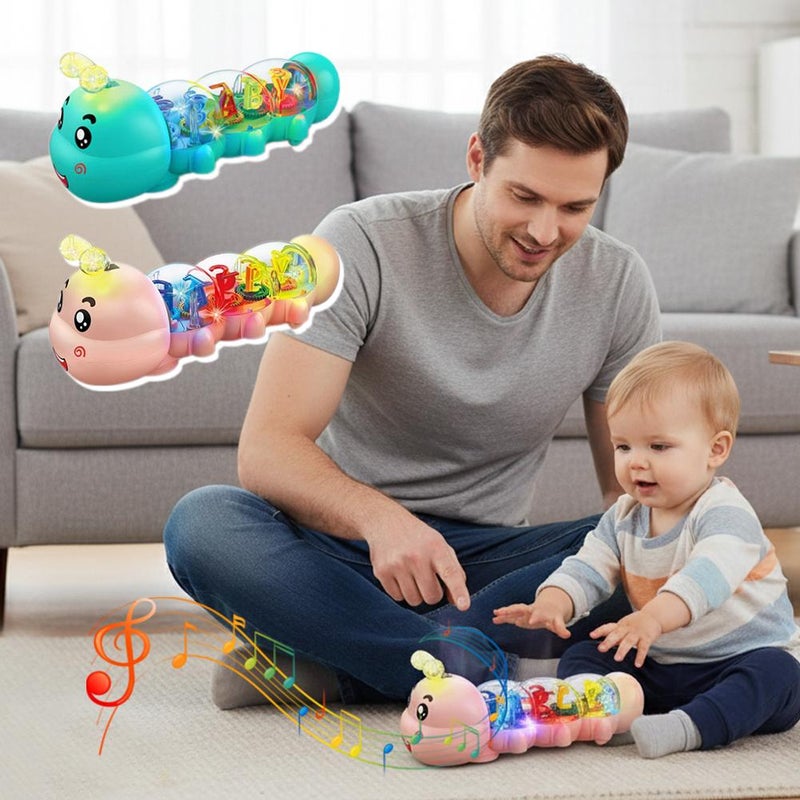 2026 New Crawling Toy, Caterpillar Design Tummy Time Toy with Light & Music Musical Light Up, Musical Crawling Toys,Captivating Lights and Sounds Effects, Birthday Gifts for Boys and Girl - Image 5